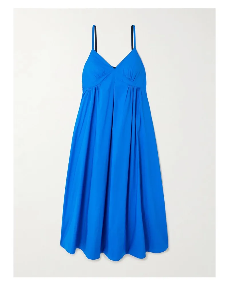 Proenza Schouler Barker Midikleid Aus Popeline Aus Einer Baumwollmischung Mit Raffungen - Blau Blau