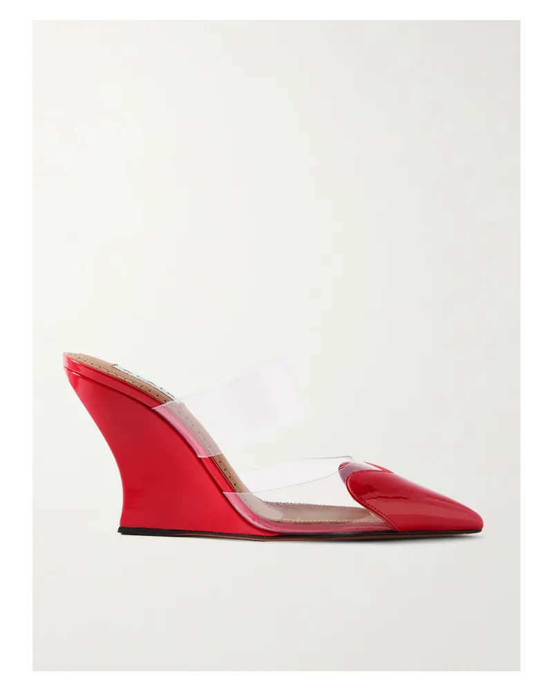 Alaïa Le Cœur Mules Mit Keilabsatz Aus Lackleder Und Pvc - Rot Rot