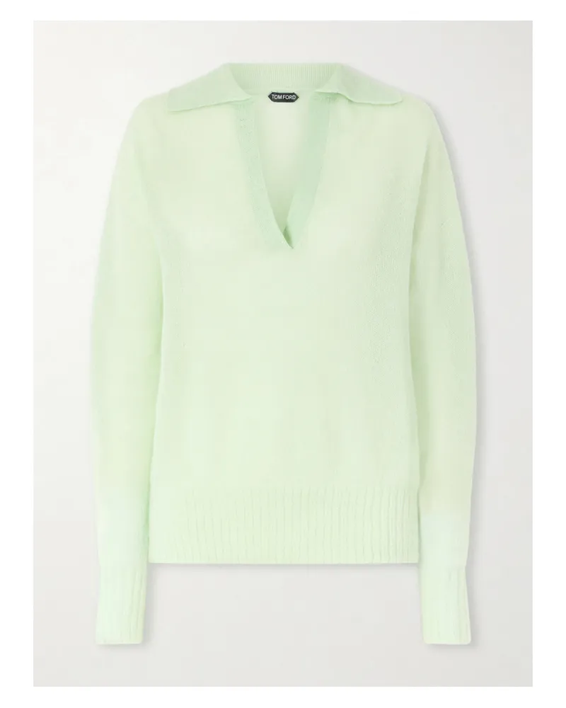 Tom Ford Pullover Aus Einer Kaschmirmischung Mit Polokragen - Grün Grün