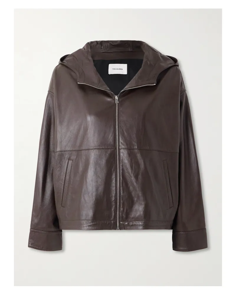 Yves Salomon Kapuzenjacke Aus Leder - Braun Braun