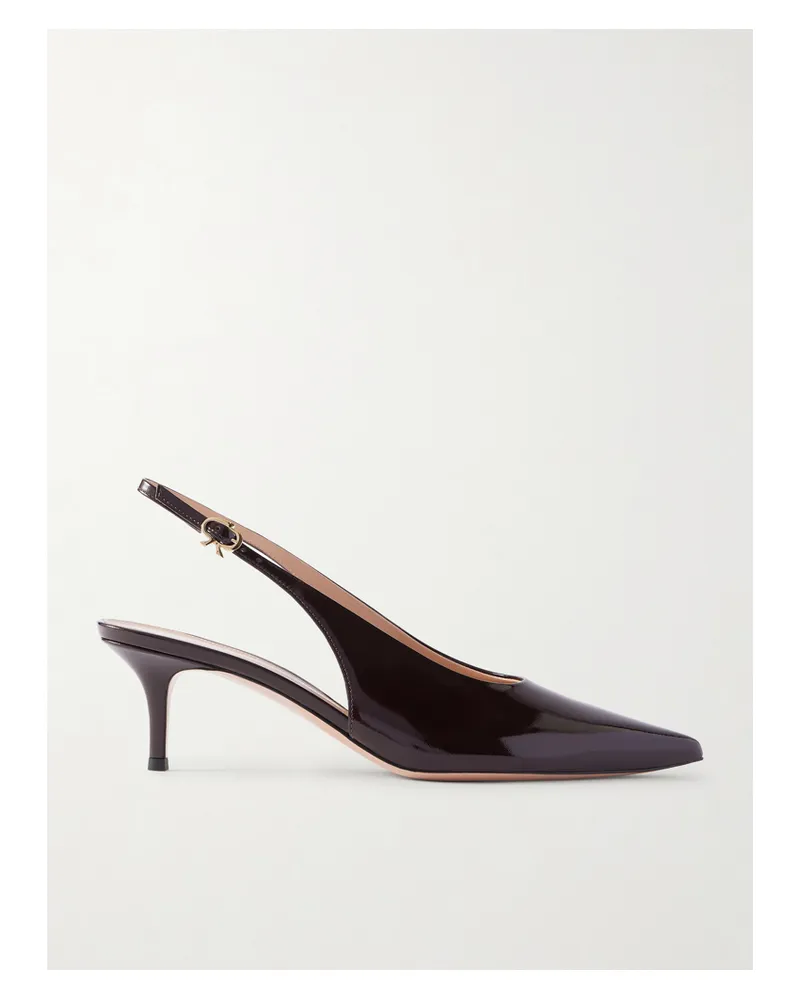 Gianvito Rossi Robbie 55 Polished-leather Slingback Pumps - Burgundy Burgundy