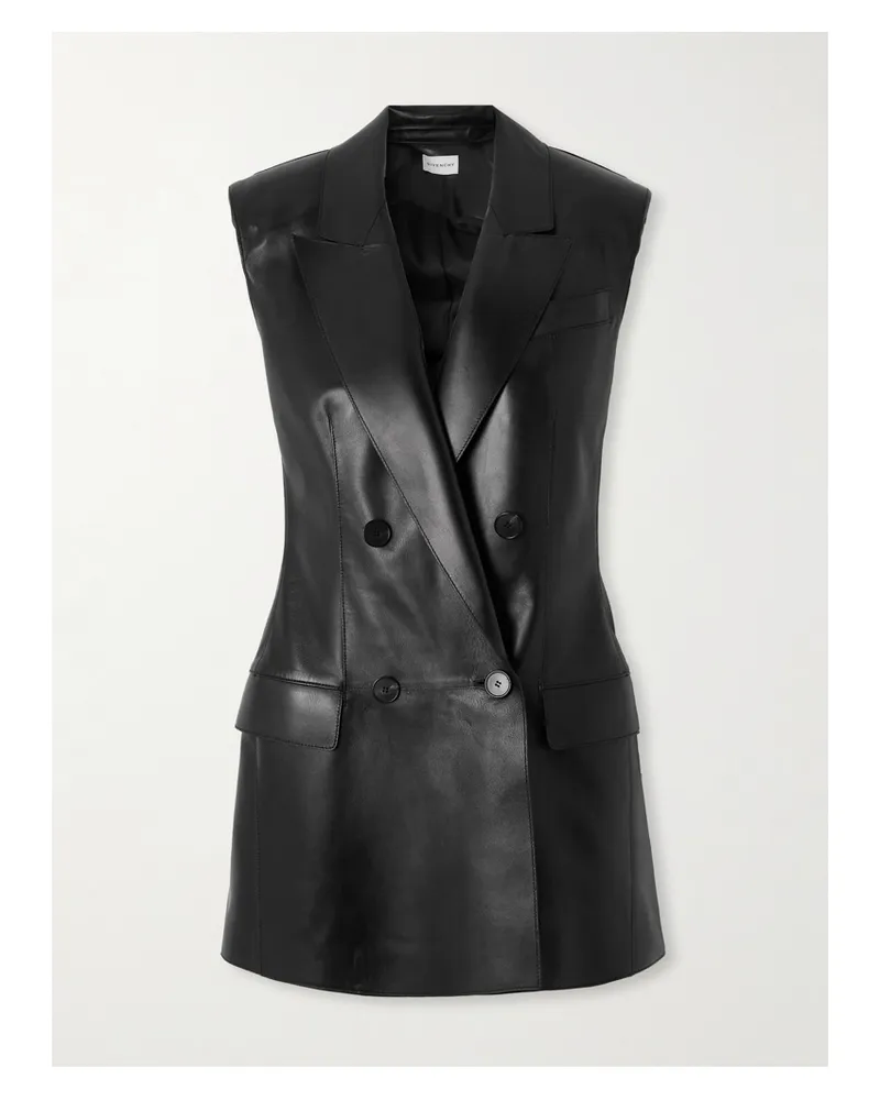 Givenchy Doppelreihige Weste Aus Leder - Schwarz Schwarz