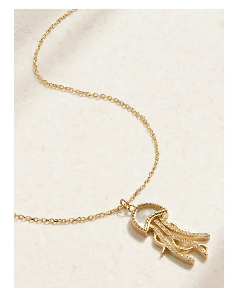 L’Atelier Nawbar Jelly Fish Kette Aus 18 Karat Gold Mit Perlmutt Und Diamanten Gold