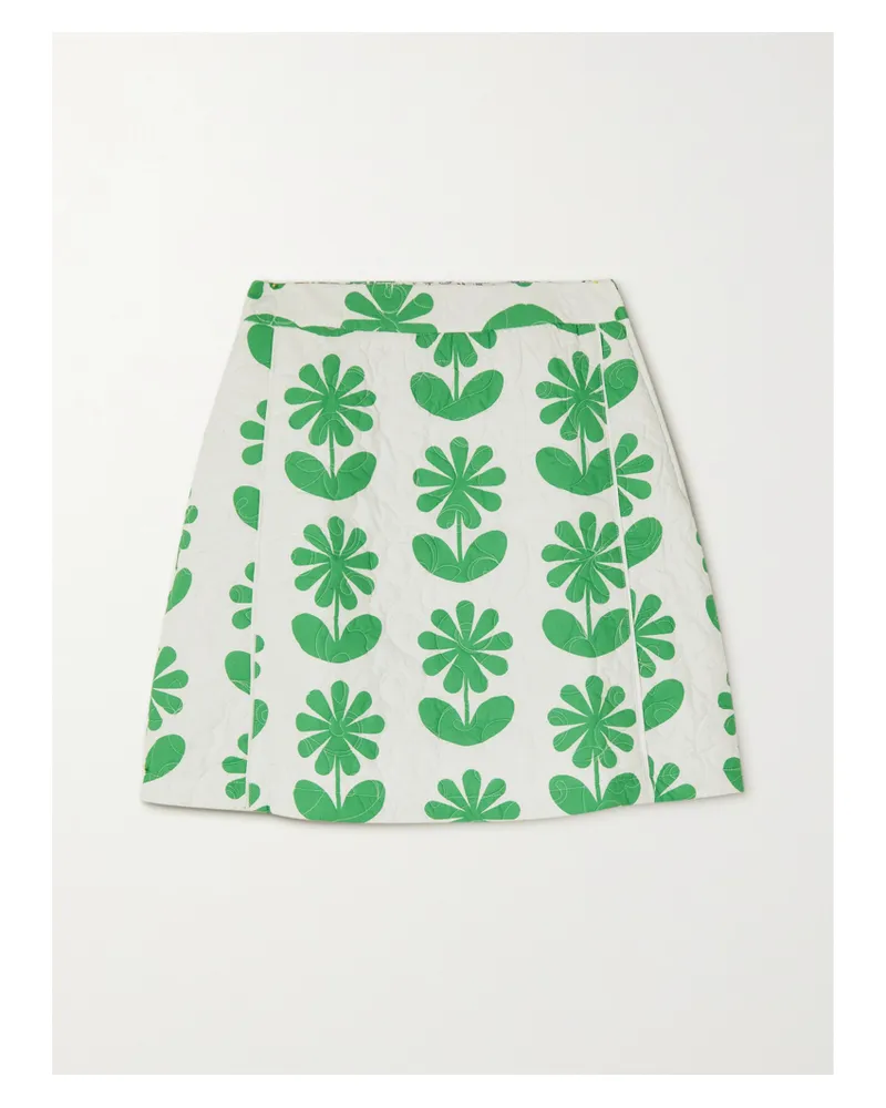 Sindiso Khumalo Zaza Minirock Aus Gesteppter Baumwolle Mit Blumenprint - Grün Grün
