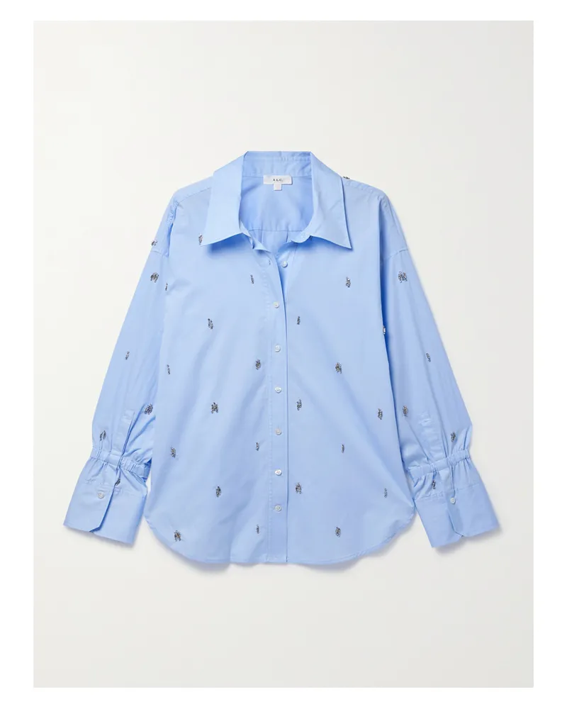 A.L.C. Monica Hemd Aus Baumwoll-twill Mit Kristallen - Blau Blau