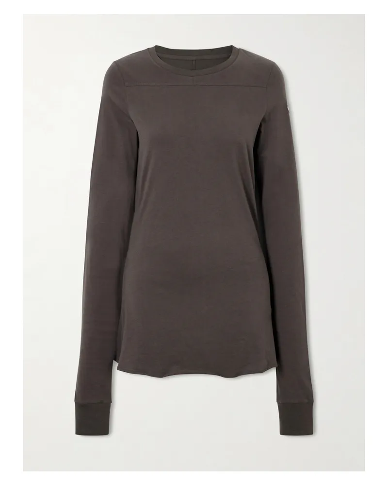 Rick Owens Moncler Girder Appliquéd Cotton-jersey T-shirt - Brown Brown