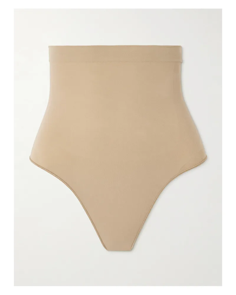 SKIMS Seamless Sculpt High-waisted Thong – Clay – Hoch Sitzender String Neutral