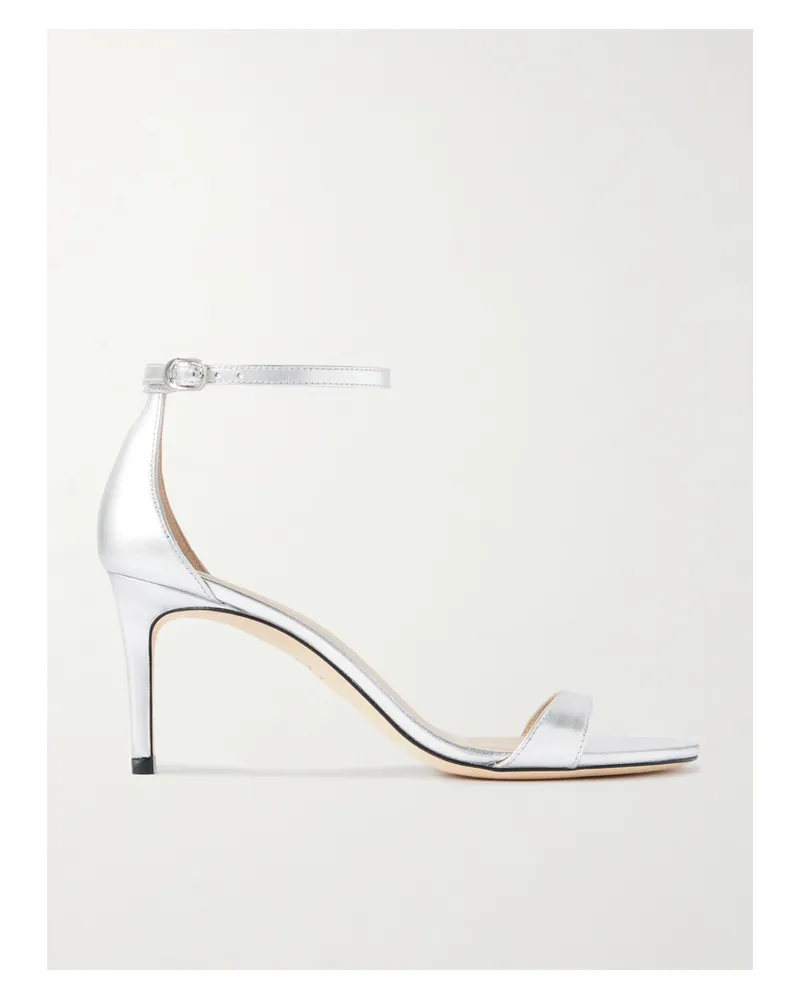 Stuart Weitzman Nudist Ii Metallic Leather Sandals - Silver Silver