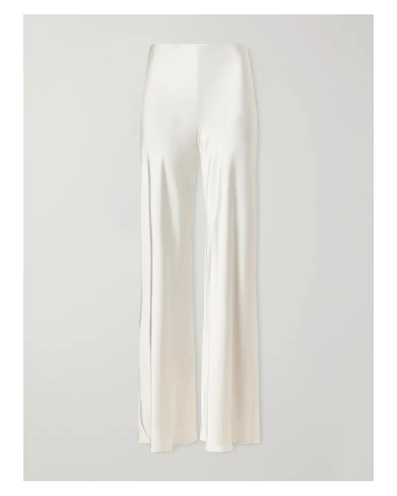 Norma Kamali Satin High-rise Wide-leg Pants - White White