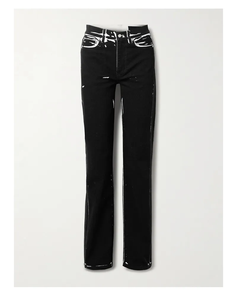 Proenza Schouler Ryman Halbhohe, Bedruckte Jeans Mit Geradem Bein - Schwarz Schwarz