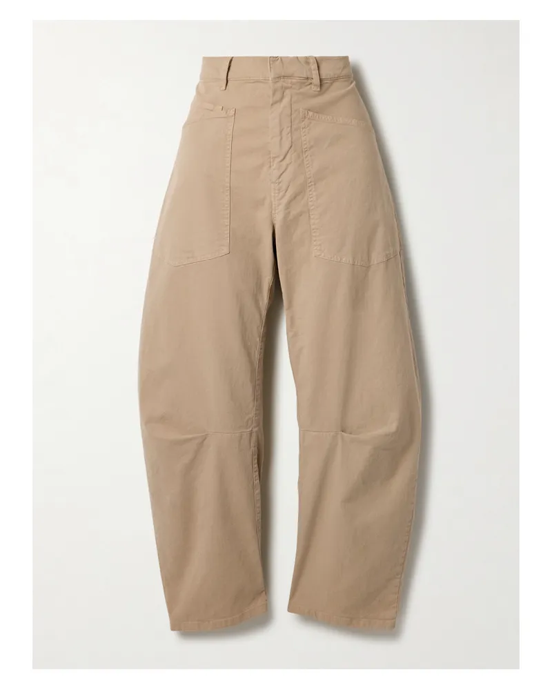 Nili Lotan Shon Schmal Zulaufende Hose Aus Gebürstetem Twill Aus Einer Baumwollmischung - Neutral Neutral