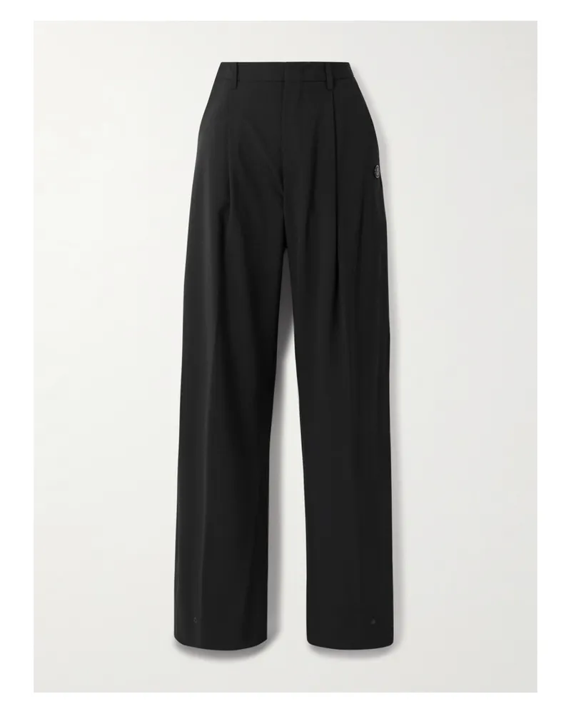 Moncler Edward Enninful Pleated Woven Wide-leg Pants - Black Black