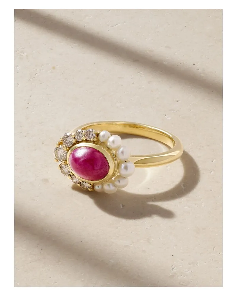 Amrapali Navratna Ring Aus 18 Karat Gold Mit Mehreren Steinen Gold