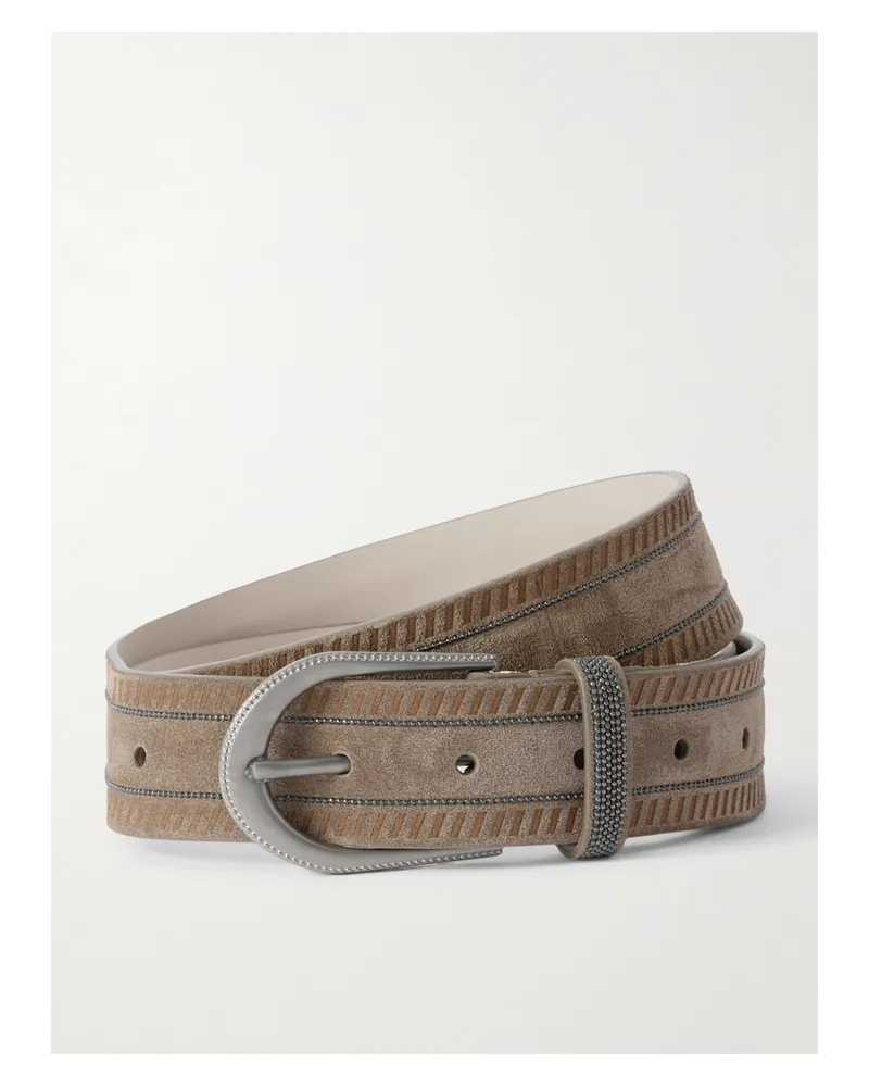 Brunello Cucinelli Embellished Suede Belt - Brown Brown