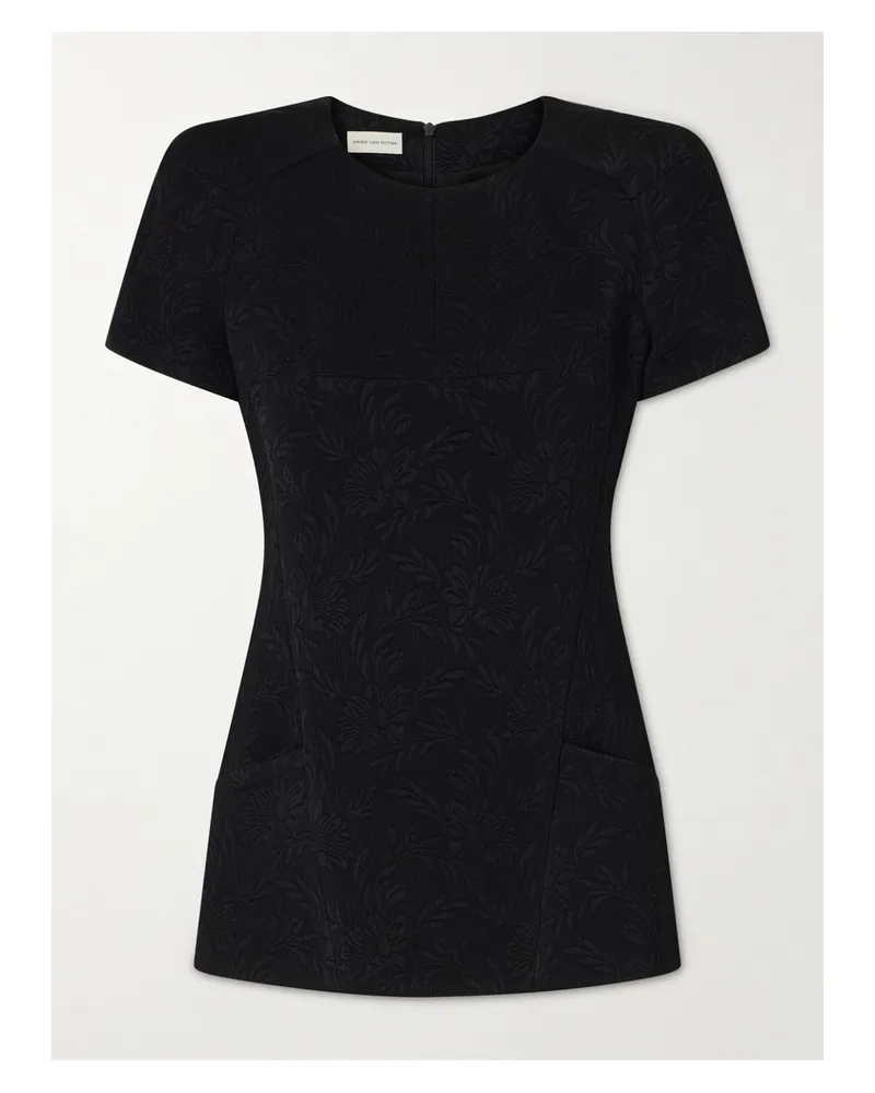 Dries van Noten Matelassé Floral-jacquard Top - Black Black