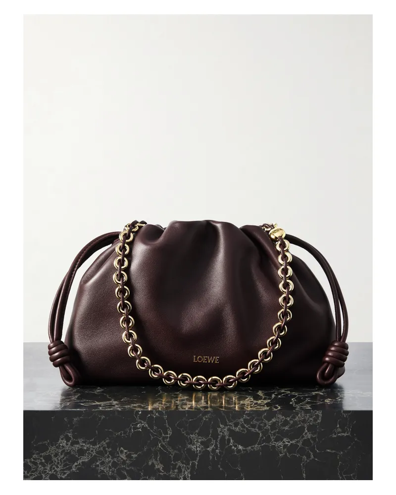 Loewe Flamenco Leather Clutch - Burgundy Burgundy