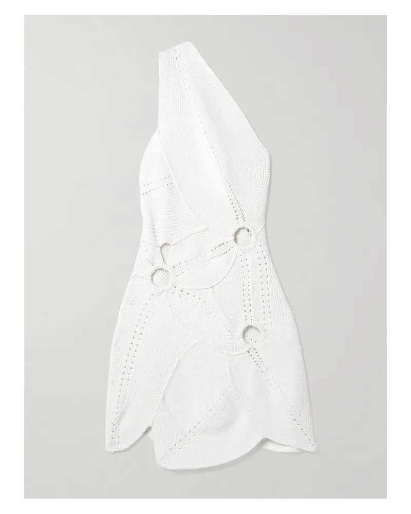 Cult Gaia Coreline Asymmetrisches Minikleid Aus Gerippter Baumwolle Mit Cut-outs - Wollweiß Wollweiß