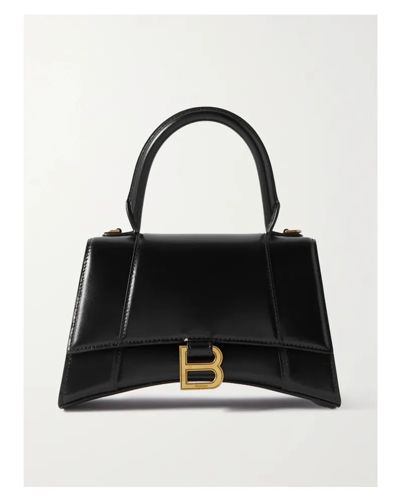 Balenciaga Hourglass Small Leather Tote - Black Black