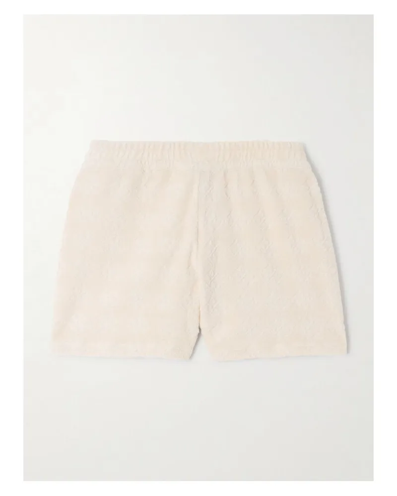 Tory Burch Shorts Aus Frottee Aus Einer Baumwollmischung Mit Jacquard-muster - Elfenbein Elfenbein