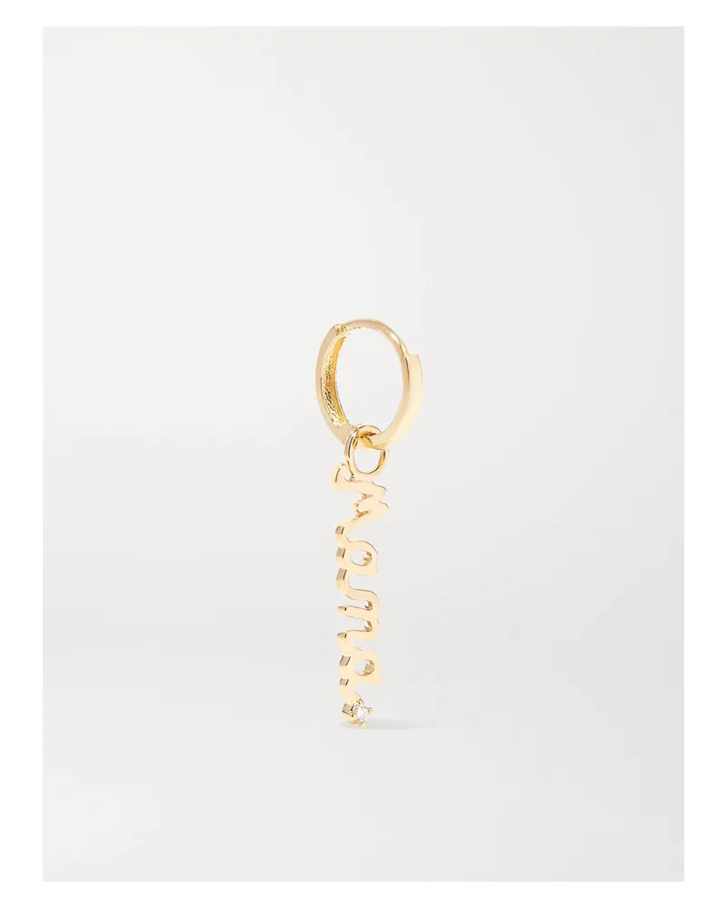 Alison Lou Mama Huggy Creole Aus 14 Karat Gold Mit Diamant Gold