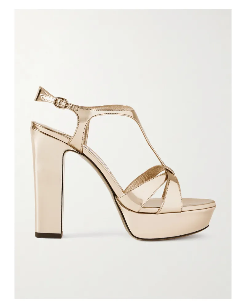 Jimmy Choo Kesia 120 Plateausandalen Aus Leder Mit Spiegeleffekt - Gold Gold