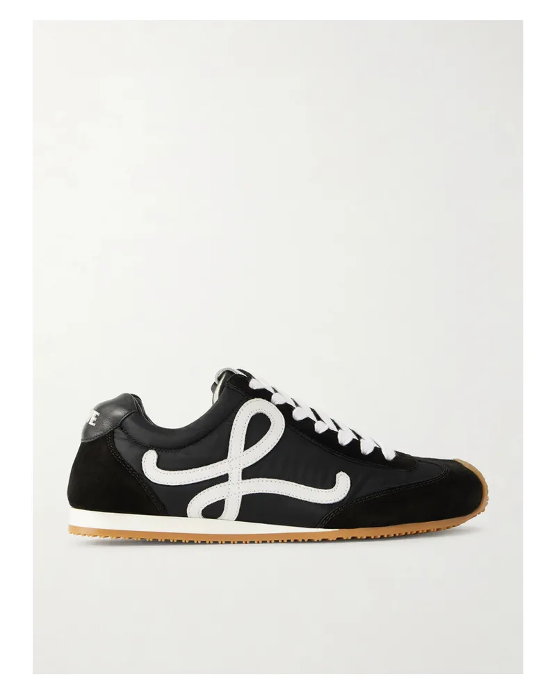 Loewe Ballet Runner 2.0 Logo-appliquéd Leather, Shell And Suede Sneakers - Black Black