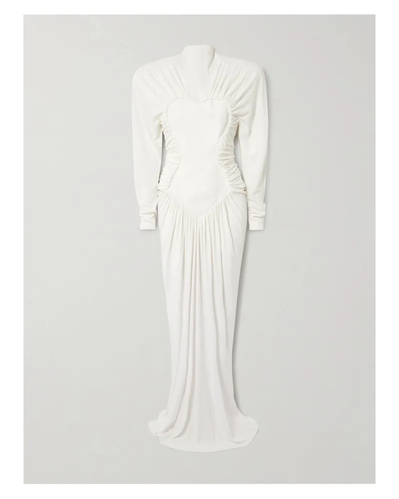 Stella McCartney Robe Aus Crêpe Mit Raffungen Und Mesh-einsatz - Weiß Weiß