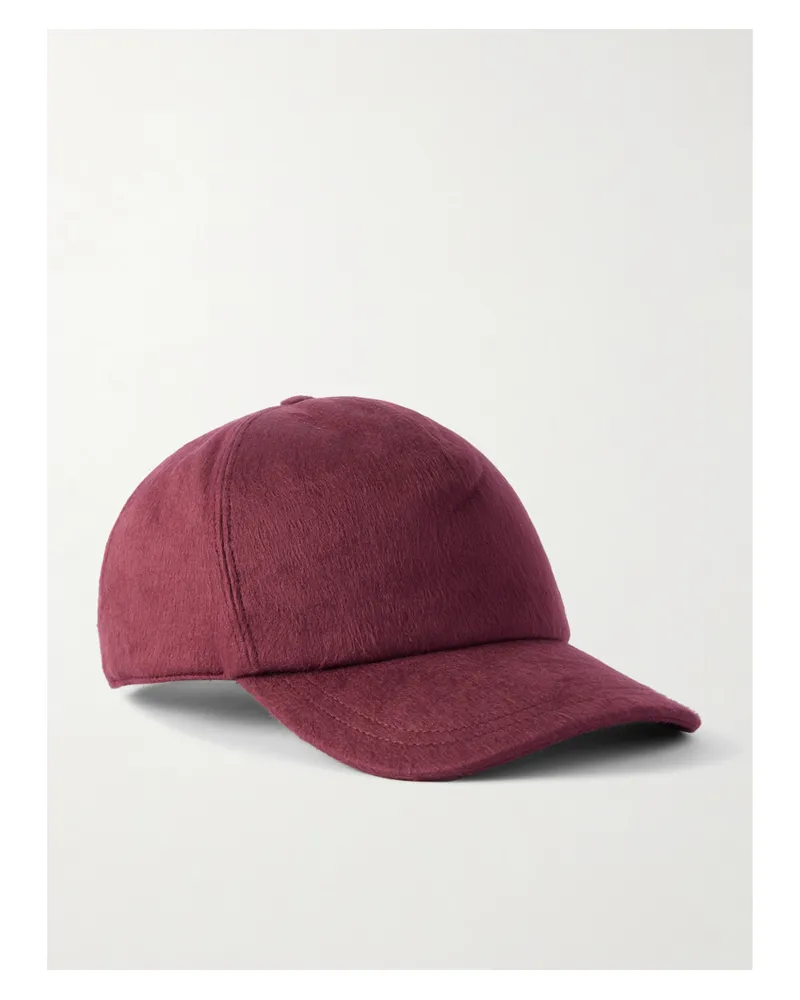 Gabriela Hearst Zed Brushed-silk And Cashmere-blend Baseball Cap - Burgundy Burgundy