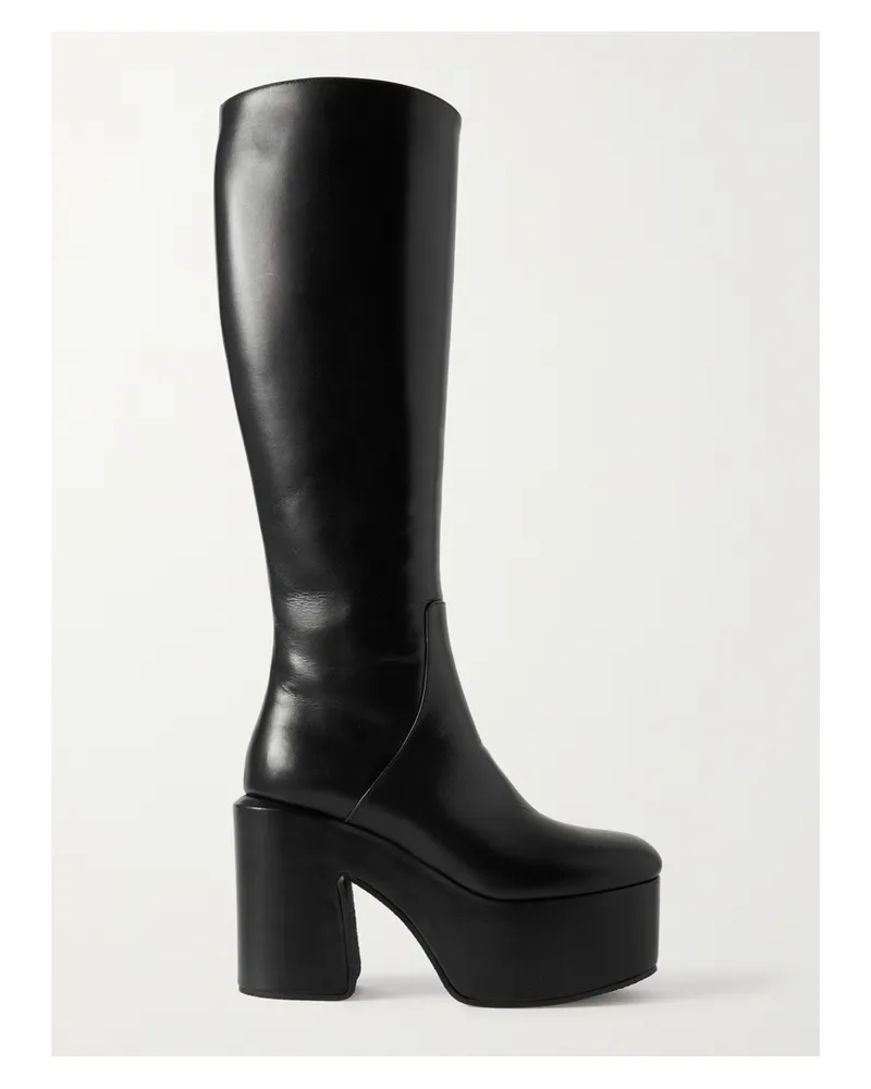Dries van Noten Kniehohe Plateaustiefel Aus Leder - Schwarz Schwarz