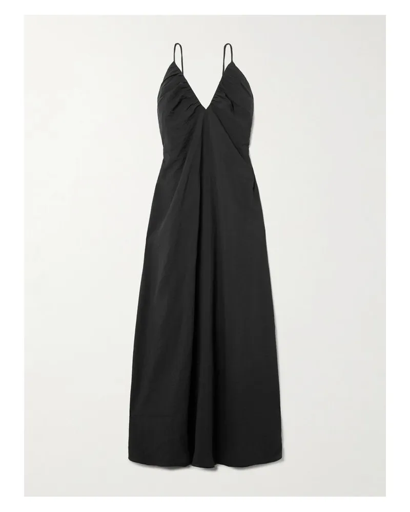 Róhe Maxikleid Aus Crêpe Aus Einer Seidenmischung Mit Freier Rückenpartie Und Raffungen - Schwarz Schwarz