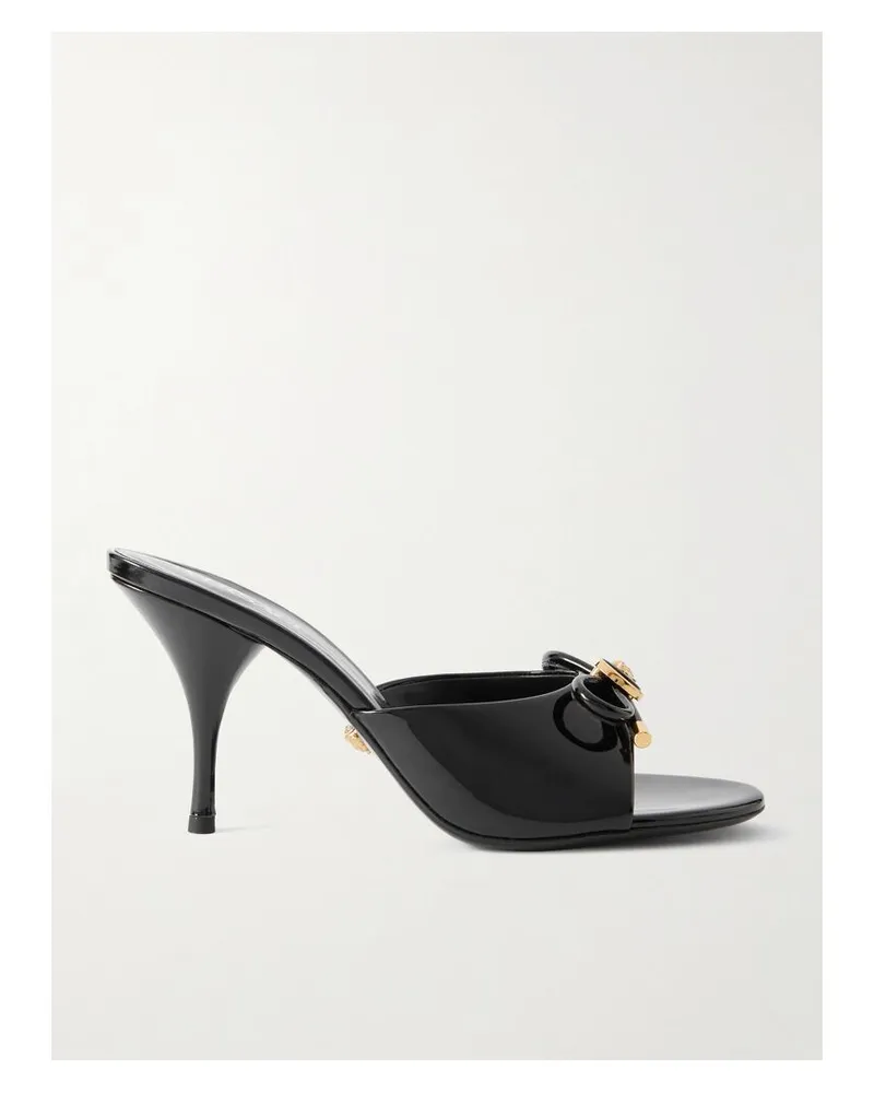 Versace Opera Mules Aus Lackleder Mit Verzierungen - Schwarz Schwarz