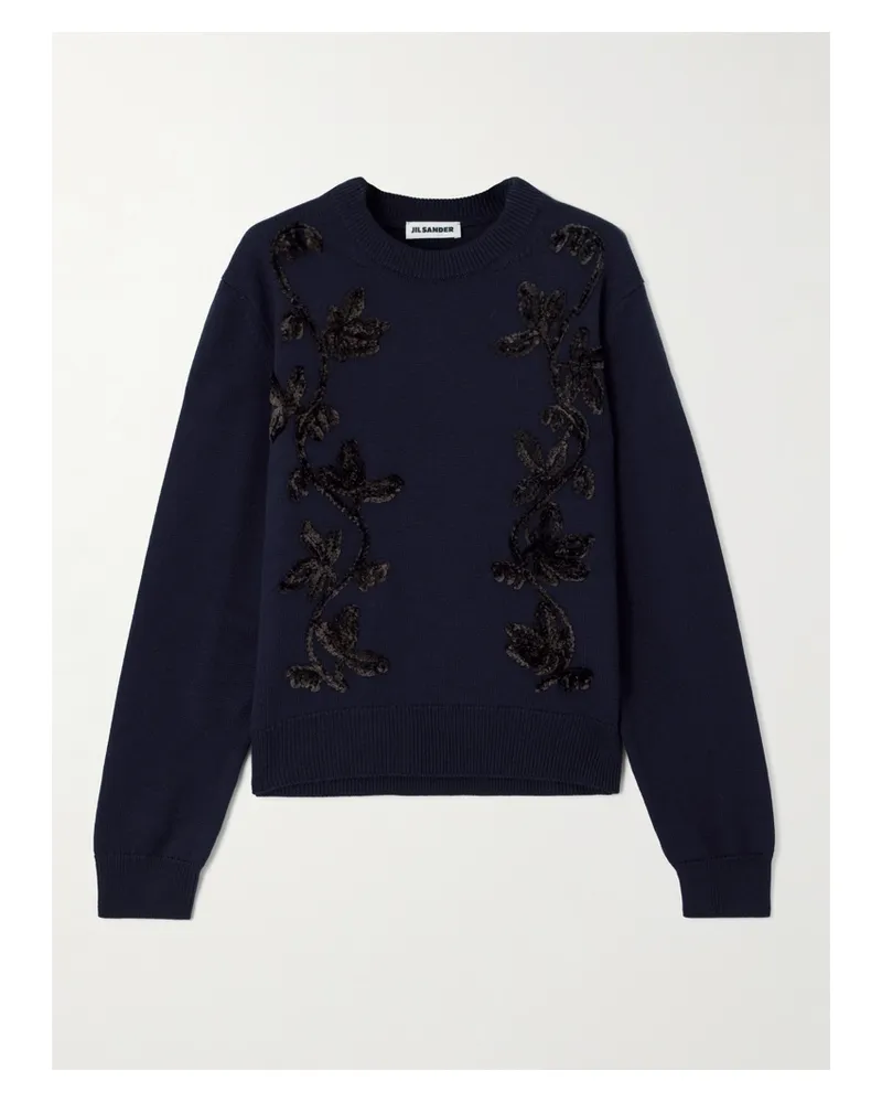 Jil Sander Pullover Aus Merinowolle Mit Stickereien - Blau Blau
