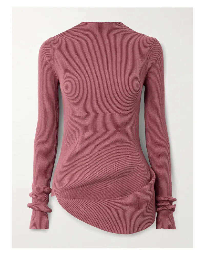 Rick Owens Babel Asymmetrischer Rippstrickpullover - Pink Pink