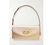 Devain Metallic Leather Shoulder Bag - Gold