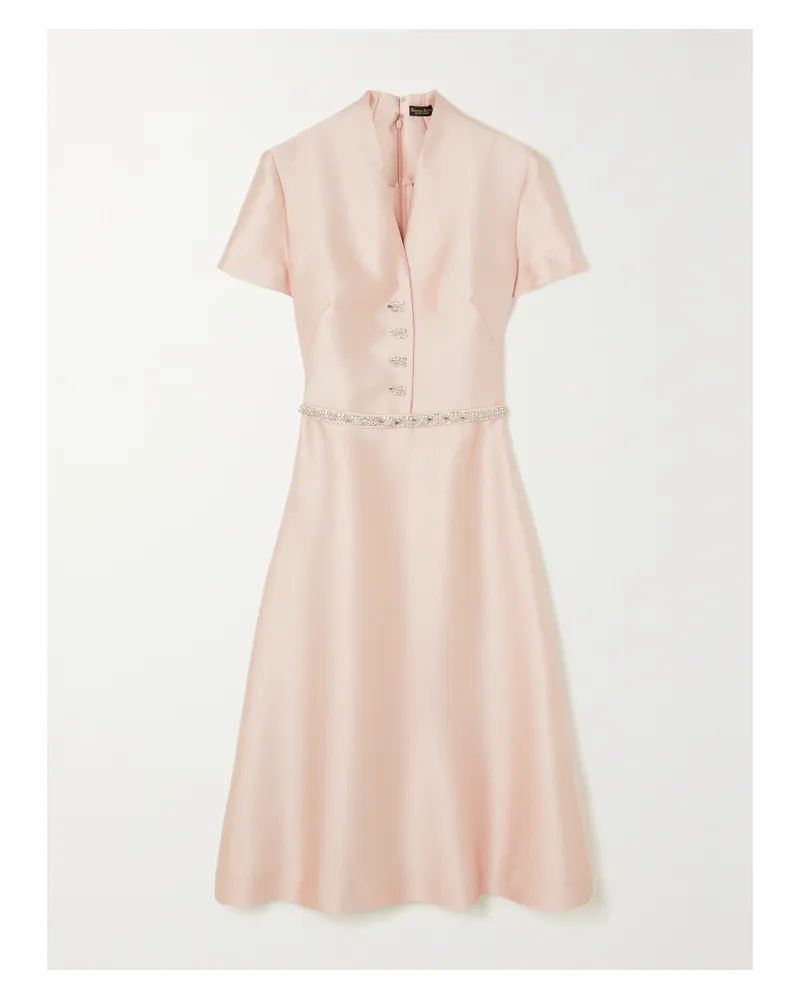 Reem Acra Midikleid Aus Mikado-piqué Mit Kristallen - Pink Pink