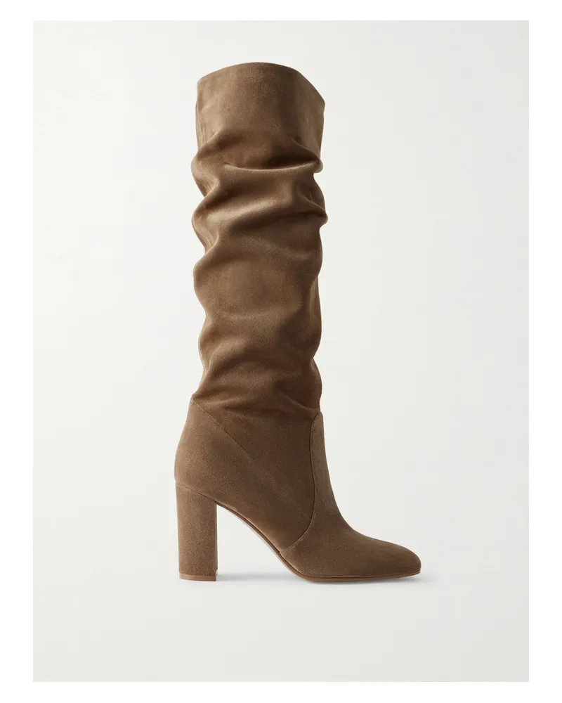 Gianvito Rossi Glen 85 Kniehohe Stiefel Aus Veloursleder - Braun Braun