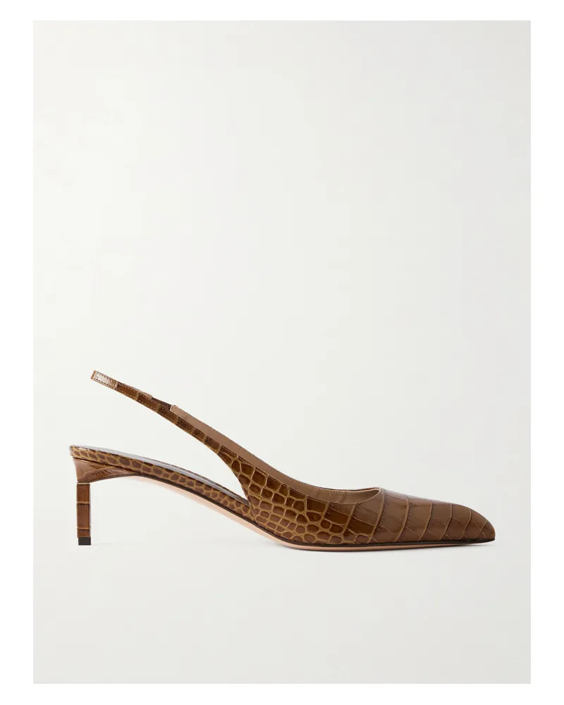 Tom Ford Slingback-pumps Aus Leder Mit Krokodileffekt - Braun Braun