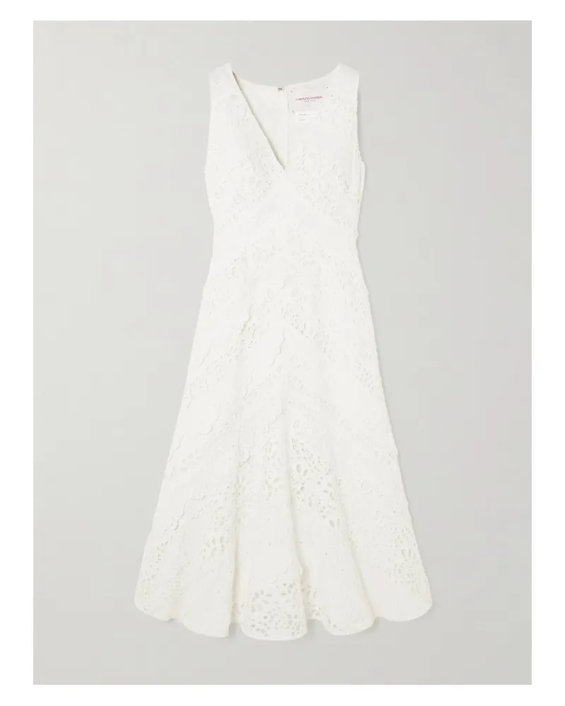 Carolina Herrera New York Midikleid Aus Baumwolle Mit Lochstickerei - Weiß Weiß