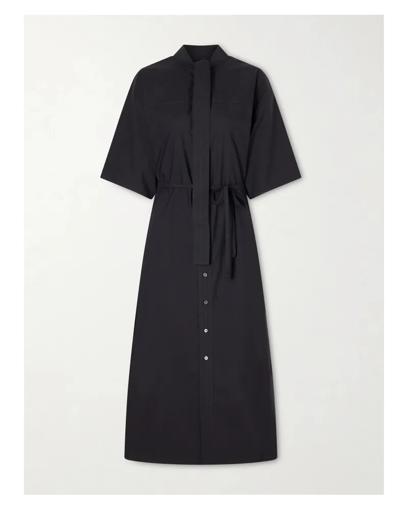 Christophe Lemaire Reversible Scarf-detailed Cotton-blend Midi Dress - Black Black