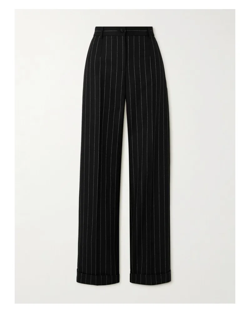 Dolce & Gabbana Hose Mit Geradem Bein Aus Einer Wollmischung Mit Nadelstreifen - Schwarz Schwarz