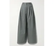 Bundfaltenhose Mit Weitem Bein Aus Baumwoll-twill - Grau