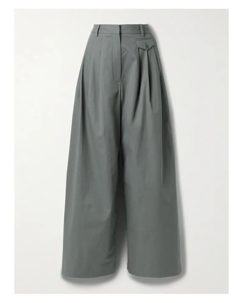 tibi Bundfaltenhose Mit Weitem Bein Aus Baumwoll-twill - Grau Grau