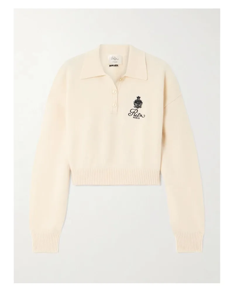 Frame Denim Ritz Paris Kaschmirpullover Mit Polokragen Und Stickereien - Creme Creme