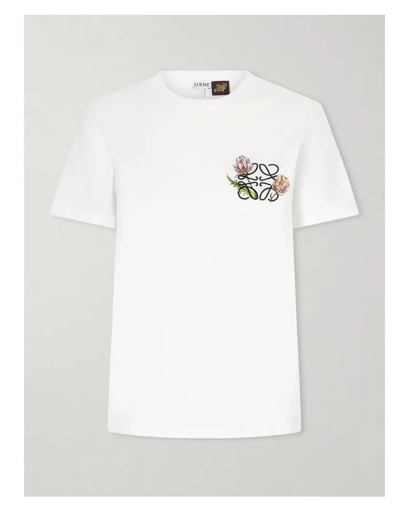 Loewe Logo-embroidered Cotton T-shirt - White White