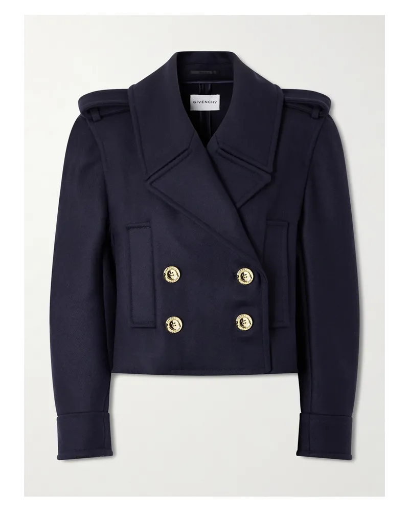 Givenchy Doppelreihige Verkürzte Jacke Aus Twill Aus Melton-wolle - Blau Blau