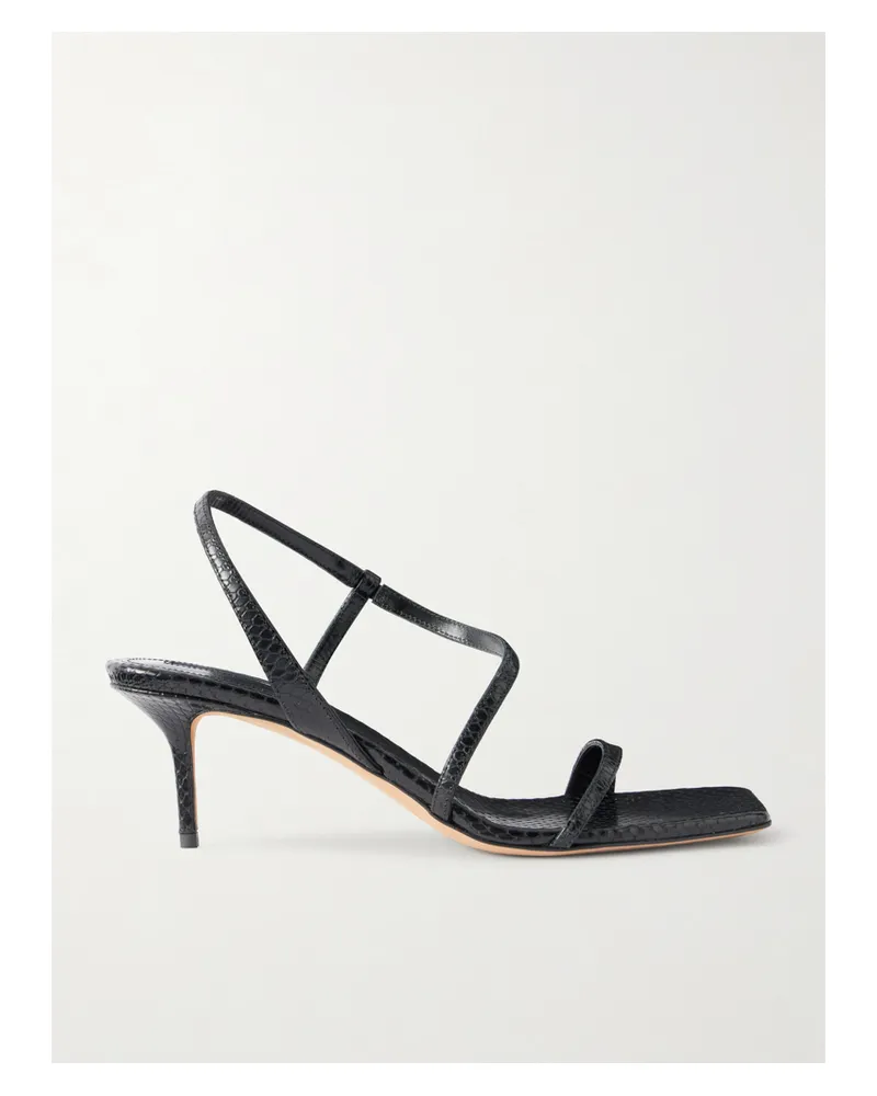 Emme Parsons Delicat Lizard-effect Leather Sandals - Black Black