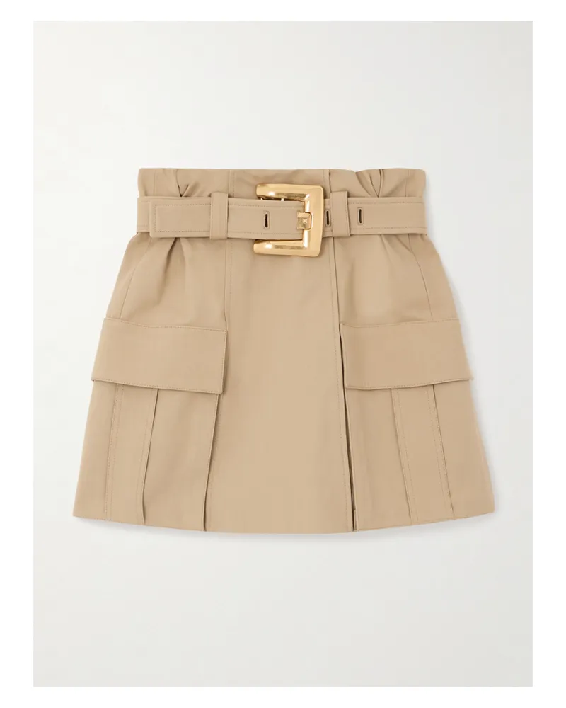 Balmain Minirock Aus Baumwollgabardine Mit Gürtel - Neutral Neutral