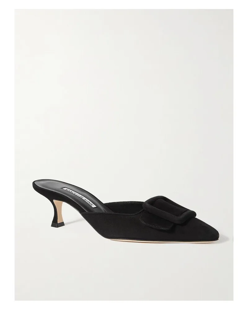 Manolo Blahnik Maysale 50 Mules Aus Veloursleder Mit Schnalle - Schwarz Schwarz