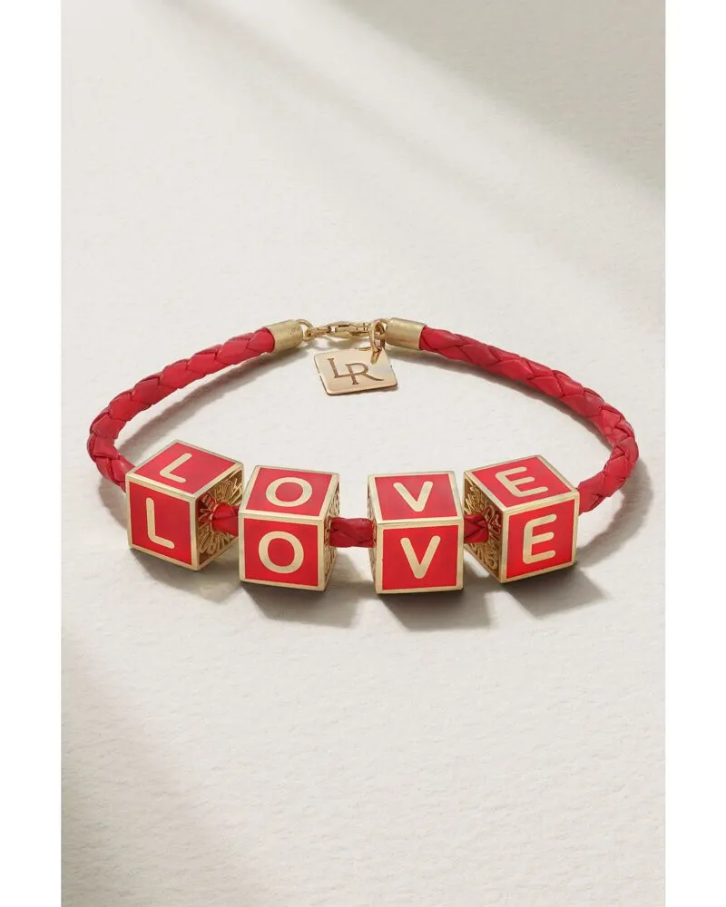 Lauren Rubinski Love Armband Aus Leder Mit Emaille Und Details Aus 14 Karat Gold Gold
