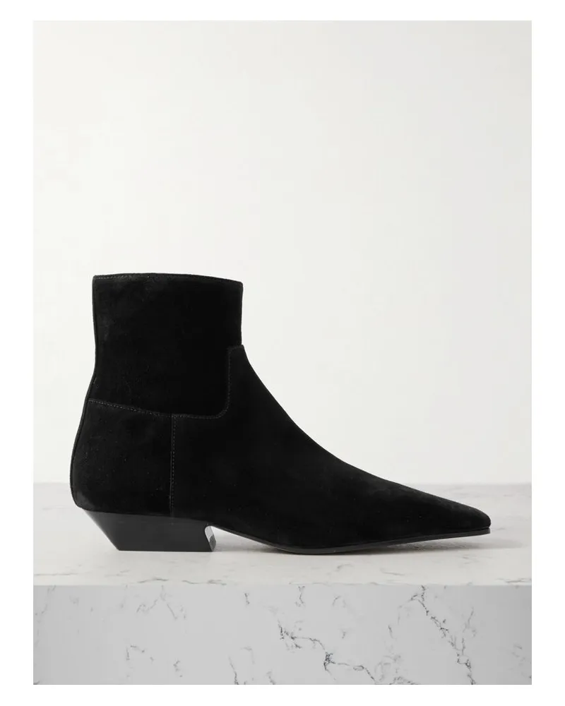 KHAITE Marfa Ankle Boots Aus Veloursleder - Schwarz Schwarz